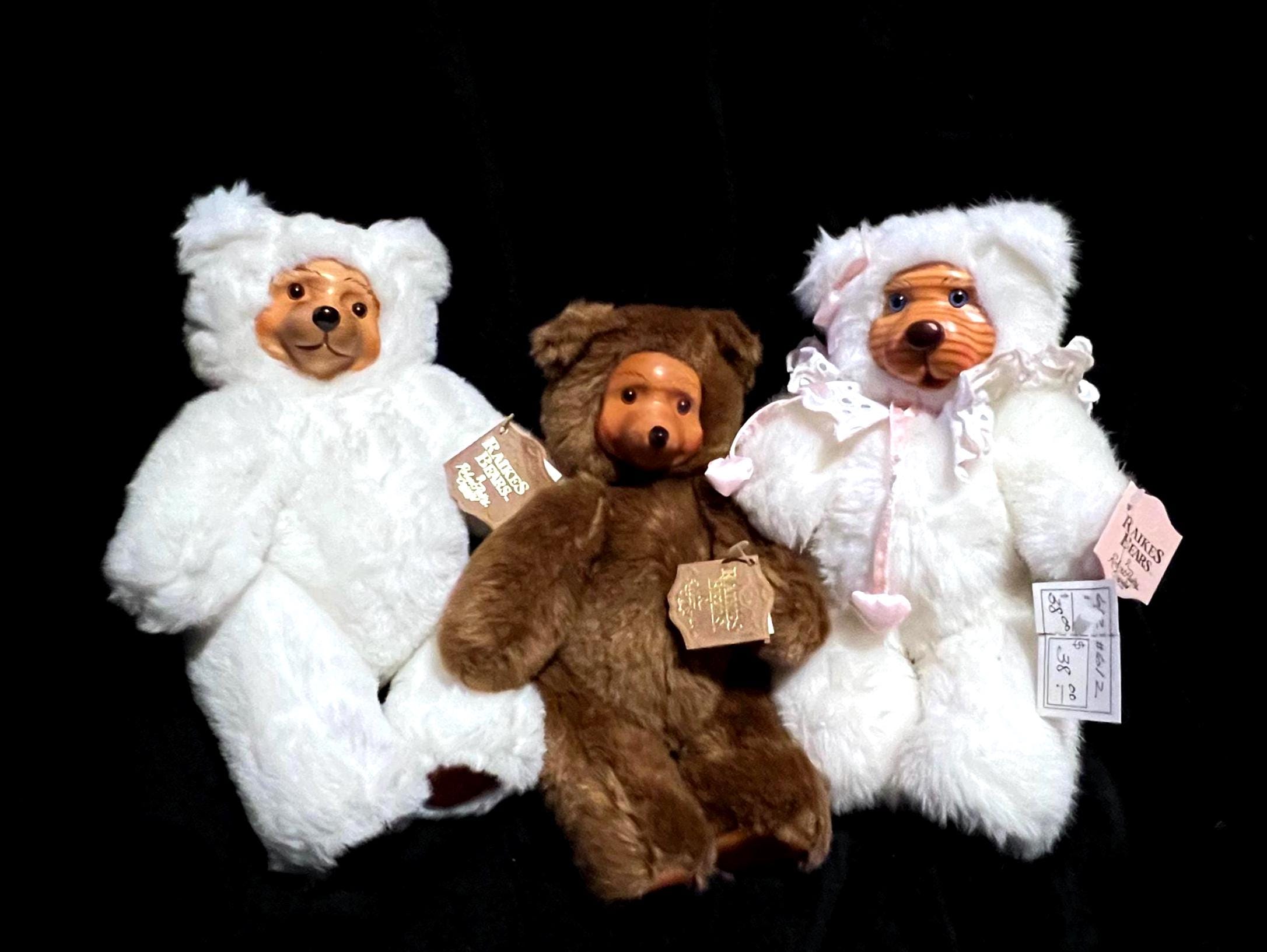 Raikes Bears レイクスベア　天使 Vintage Raikes Bear Plush: Hand Carved Wood Face, NWT - Etsy