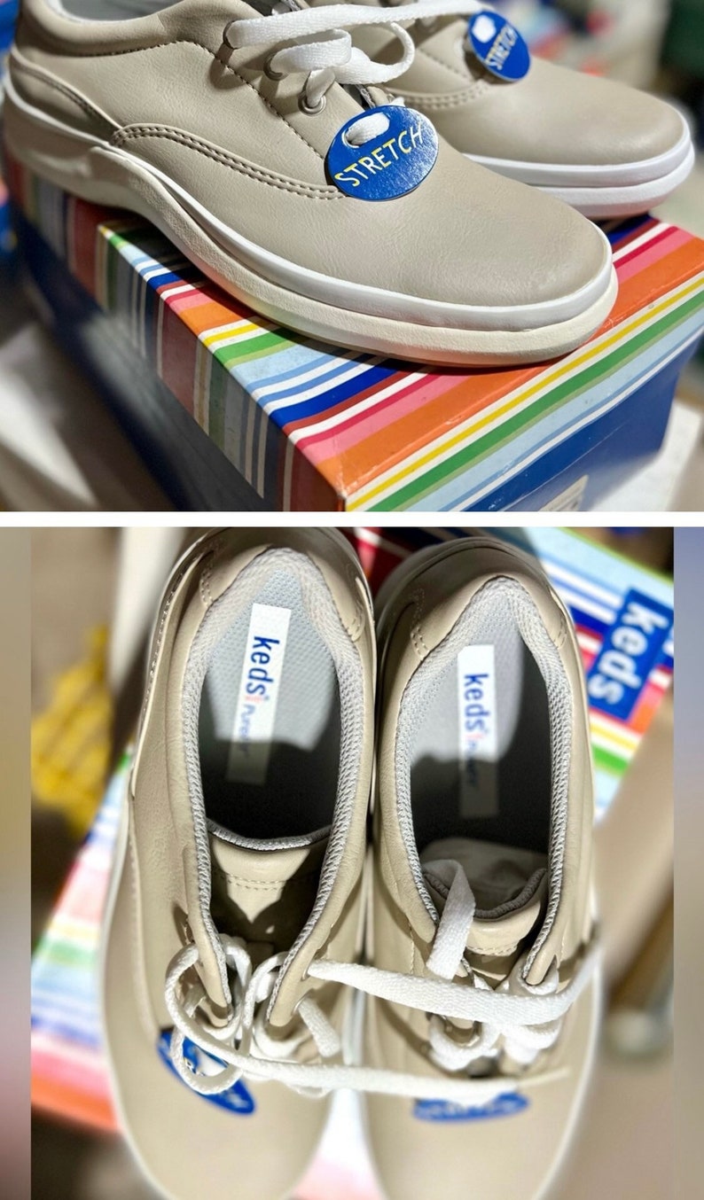 Keds Sneakers Briana Stone Smooth Walking Shoes, Everyday Shoes Classic, Comfy, Keds Many Sizes Vintage NOS in box w tags Super Sale Priced image 1