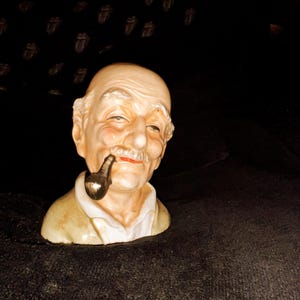 Man With Pipe Vintage Japan figurine Original Arnart Creation. Check out the satisfaction and contentment on that face! Gift for pipe smoker