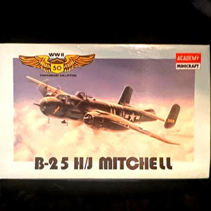 Academy Minicraft B-25 H/J Mitchell North American 1:144 Scale Aircraft 1994 WWII 50 Anniversary #4405 Complete Parts Factory Sealed in Box