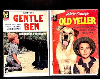 Gentle Ben/ Old Yeller. Two Vintage 1968 Classic Comic Book Adaptations