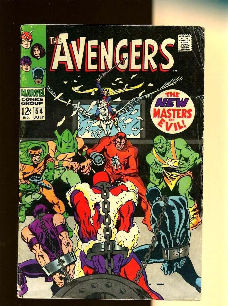 Avengers #54 (1st series 1968) 1st appearance of Ultron! New Masters of Evil Team! The Black Knight Roy Thomas & John Buscema Hawkeye, Thor image 1