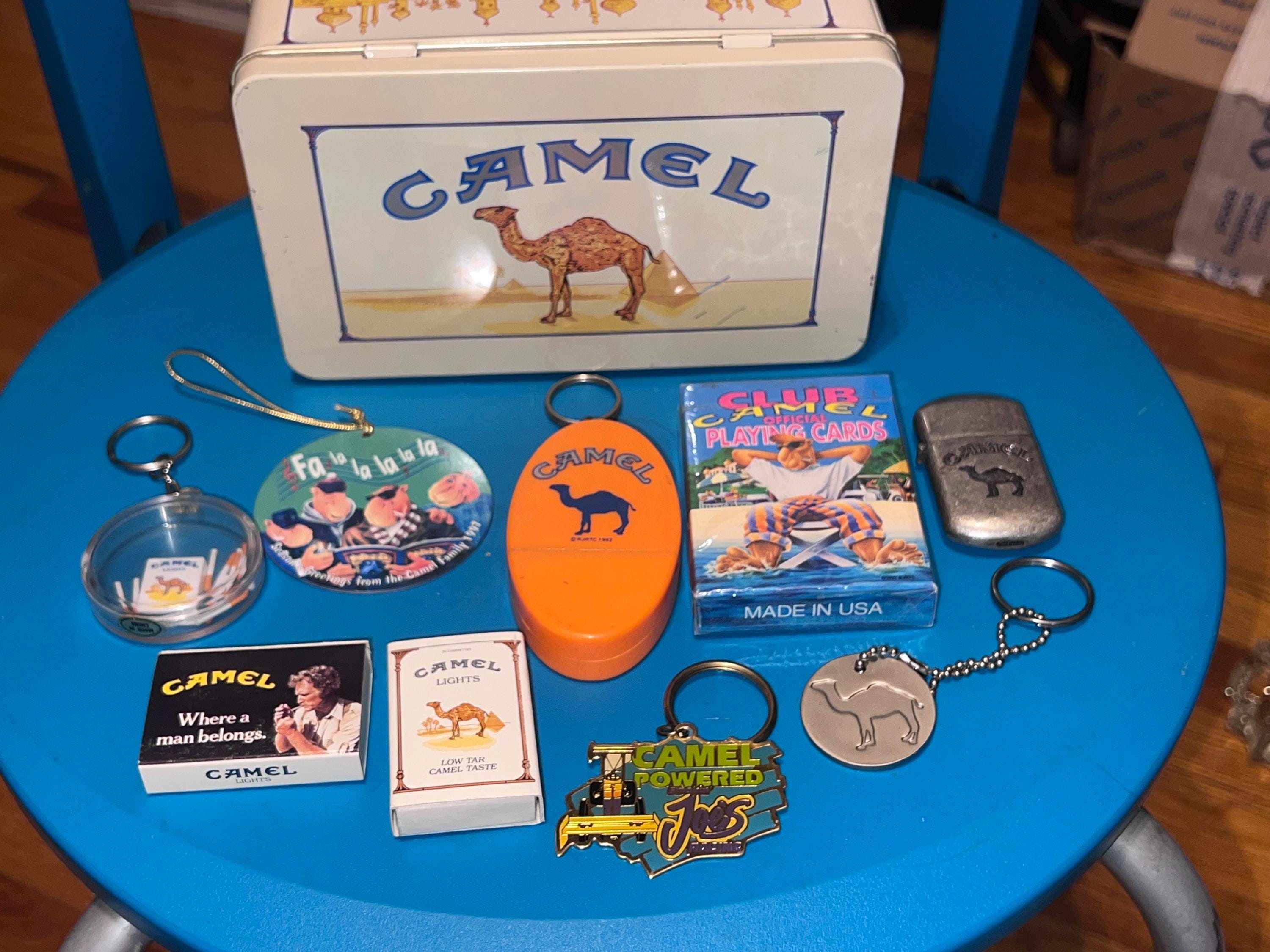 Vintage Camel Cigarettes Treasure Tin: Toys, Lighter, Keychain & More