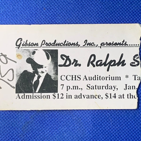 Dr Ralph Stanley Concert Ticket Stub-Vintage Concert Ticket Stub from a performance of the legendary & iconic master of the clawhammer style