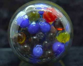 Vintage Jam Jar Full of Peewee Marbles.  approximately  0.5" or 12mm and is just a wee bigger than the Itty Bitty.