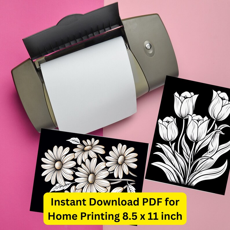 12 Floral Linocut Inspired Coloring Pages - Tracing Templates - PDF ...