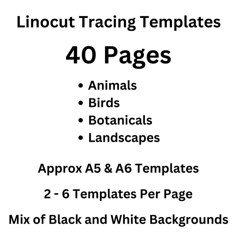 40 PAGES Linocut Tracing Templates - Animals & Nature - Birds ...