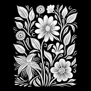 12 Botanical Linocut Inspired Coloring Pages - Tracing Templates - PDF ...