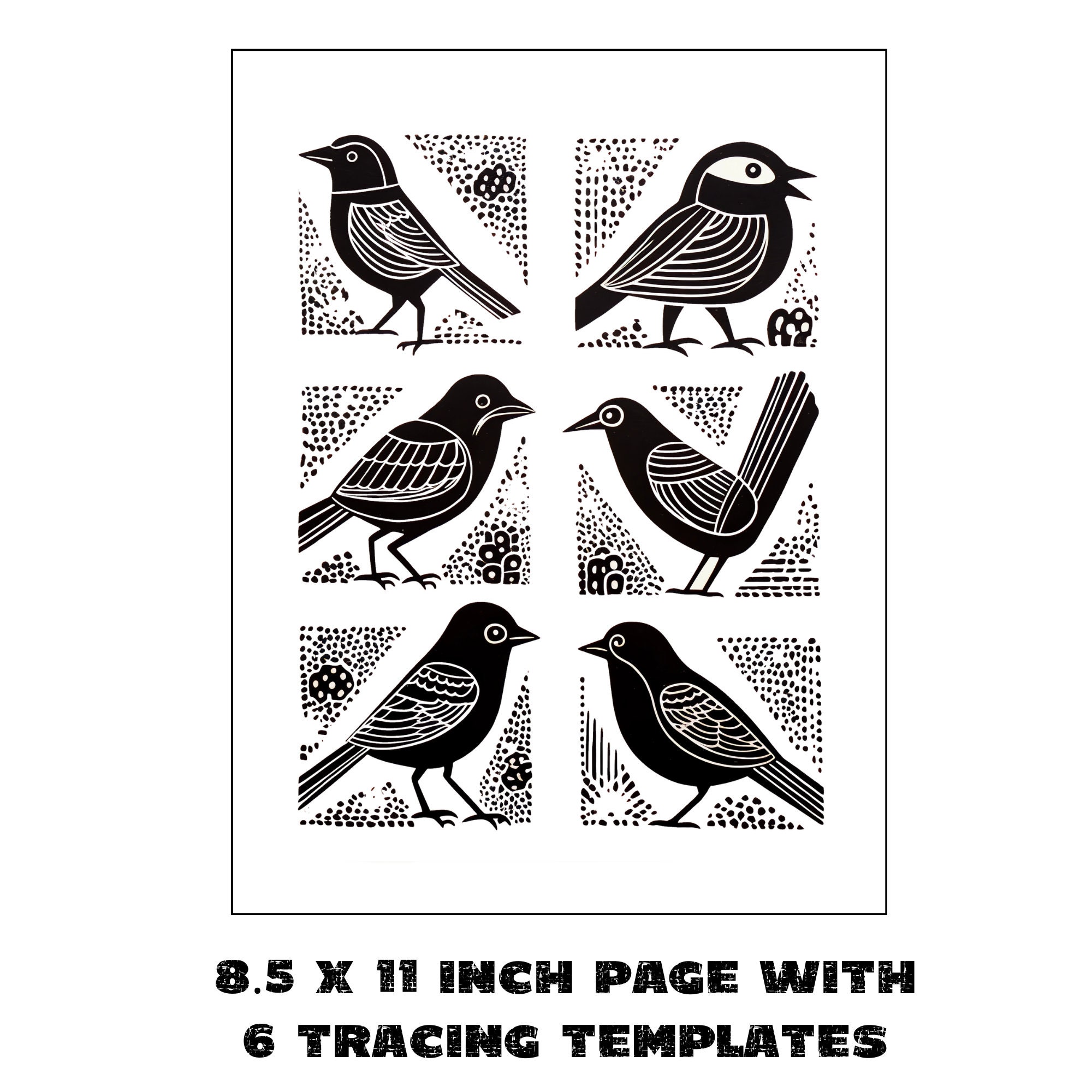 40 PAGES Linocut Tracing Templates - Animals & Nature - Birds ...