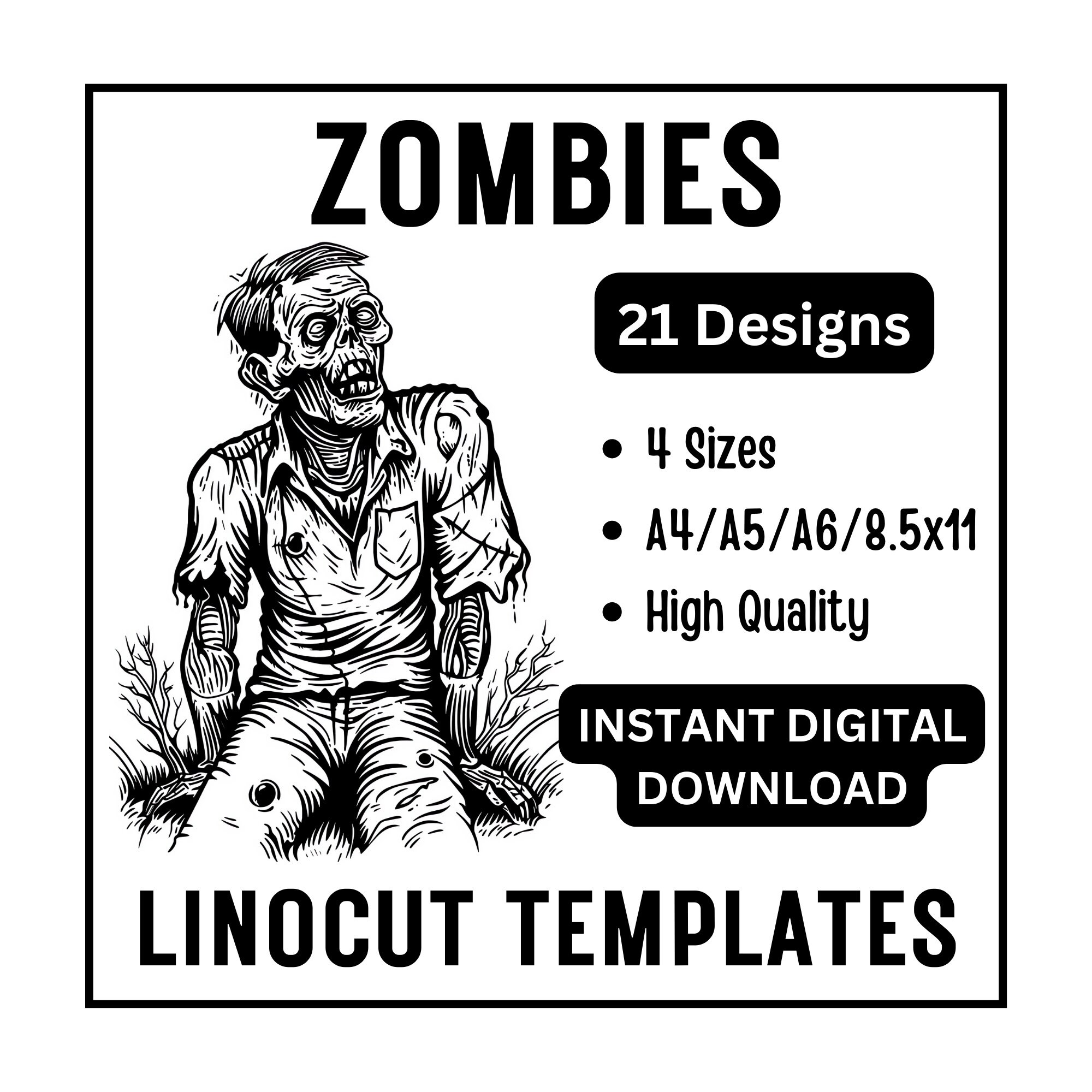 21-zombie-horror-linocut-woodcut-tracing-template-design-a4-a5-a6-us-letter-jpg-download-macabre-carving-crafting-printing-card-making-etsy