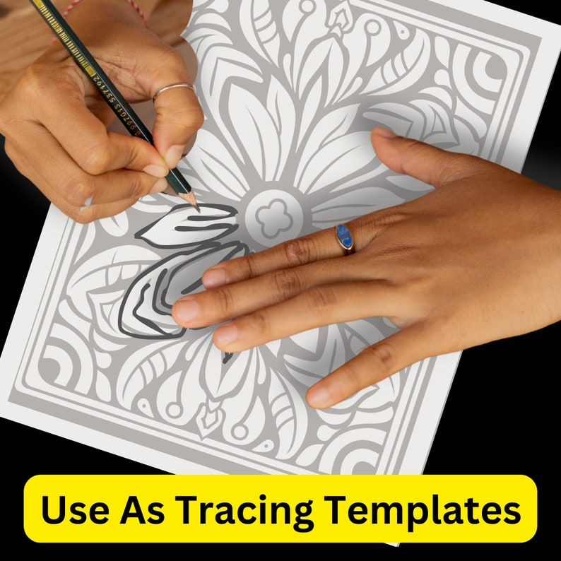 12 Floral Linocut Inspired Coloring Pages Tracing Templates PDF Instant ...