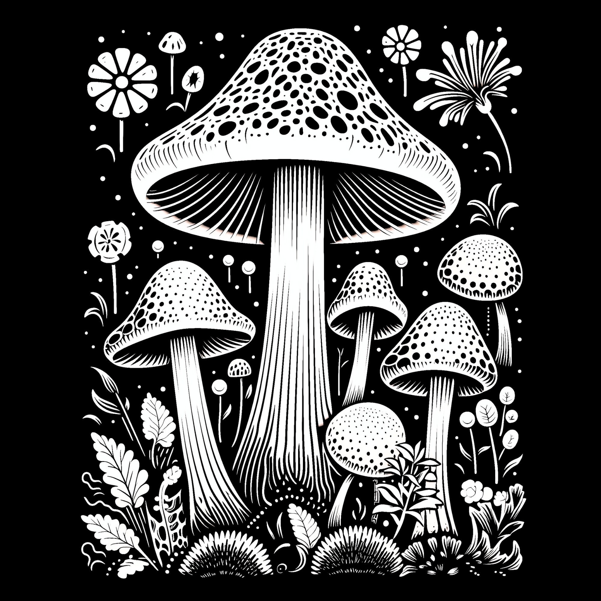 12 Botanical Linocut Inspired Coloring Pages - Tracing Templates - PDF ...