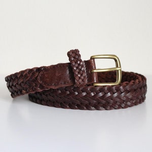 Vintage Braided Burgundy Leather Belt With Golden Buckle - Etsy