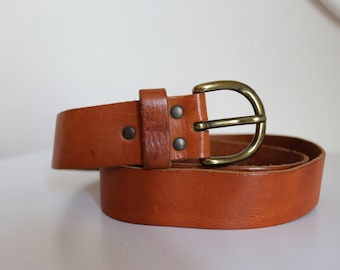 Tan Brown Leather Belt: Casual German Made Belt