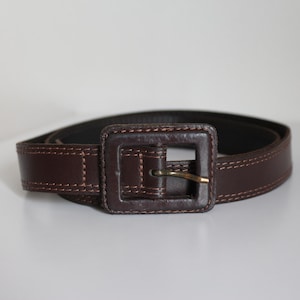 Vintage brown real leather belt, Casual belt, Retro belt, Skinny belt, Classic Belt