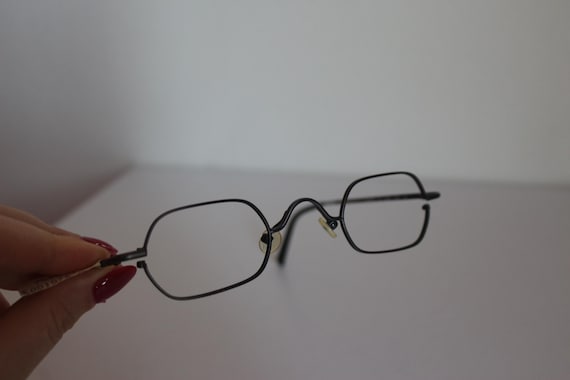 Fielmann Vintage Rectangular Eyeglasses, Black Me… - image 12