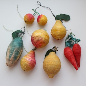 Adornos navideños soviéticos de algodón vintage, juguete de árbol de frutas, vintage soviético, fabricado en la URSS en los años 50 y 70, decoración de árbol de Navidad con frutas y verduras