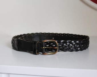 Vintage Braided Black Leather Belt