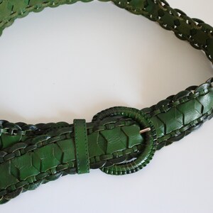 VINTAGE Woven Braided Leather Belt  Green Women\'s Size Small‎ Vintage Talbots Mint Green Brown Woven Braided Preppy  main image 4