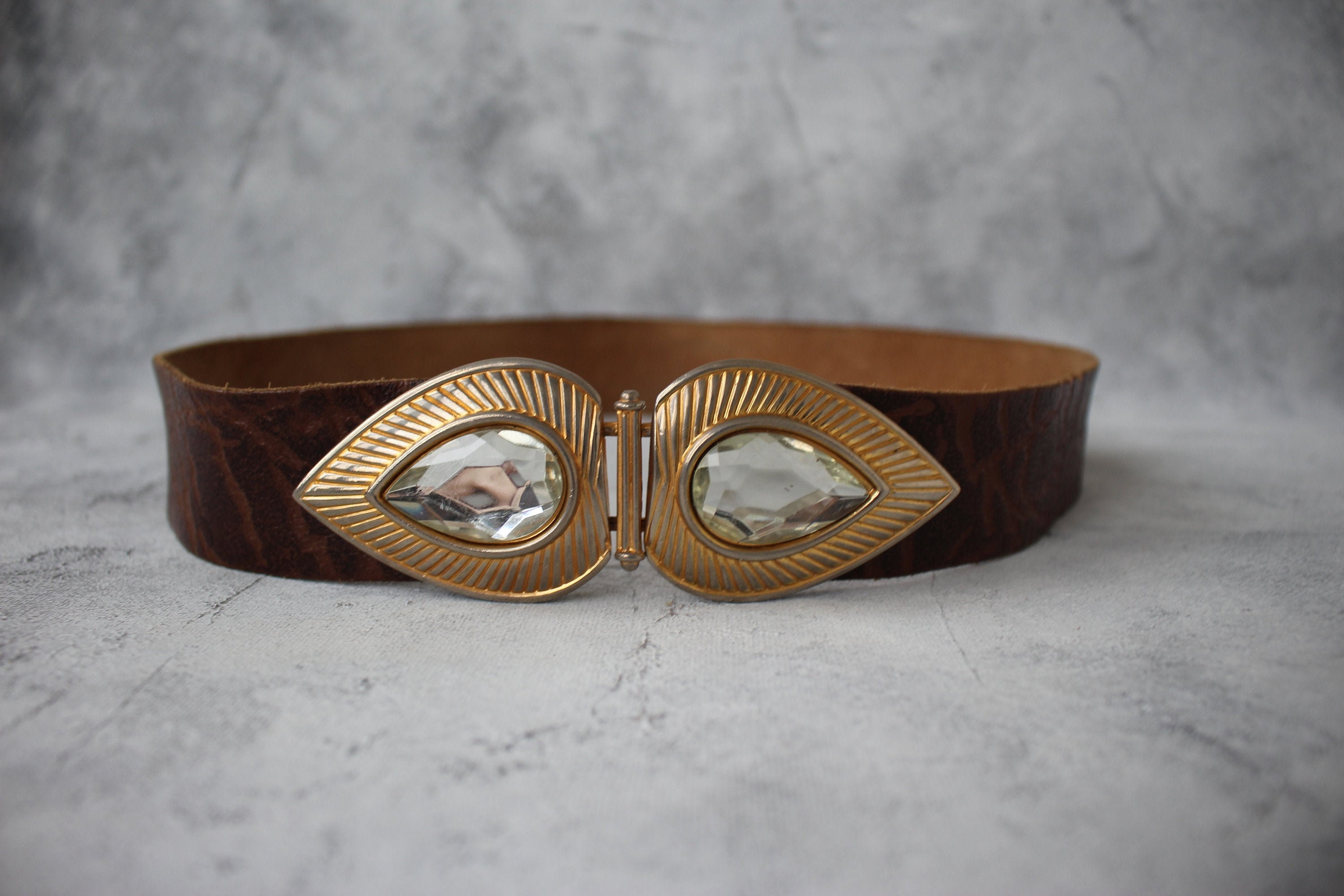 Gutos Germany Vintage 70\'s Belt Gems Decorative Leather Size Small See Photos 70s Gutos W Germany Rope Belt, Gutos Modele Depose, Vintage  main image 4