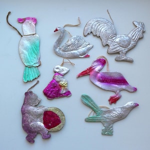 Vintage Dresdner Weihnachtsschmuck aus Pappe, Sammlerstück, Anhänger aus der Sowjetunion, Made in USSR 50er-70er Jahre, Tierischer Weihnachtsbaumschmuck