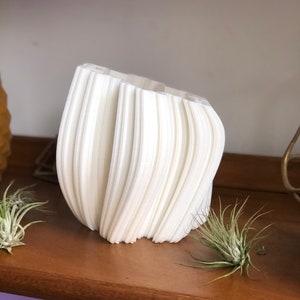 Plant vase and planter for shelf, fractal geometry 3d printed art for table, planter with holes or as medium vase image 2