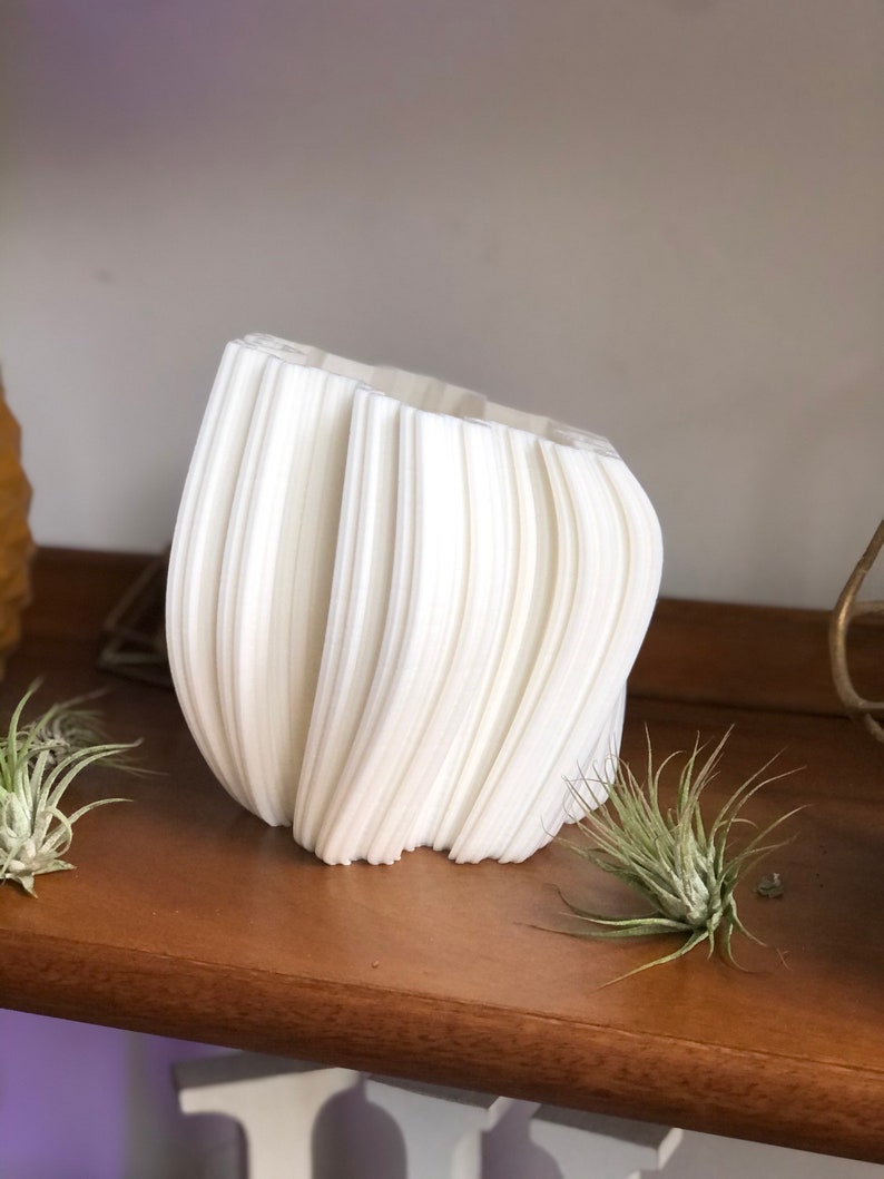 Plant vase and planter for shelf, fractal geometry 3d printed art for table, planter with holes or as medium vase image 2