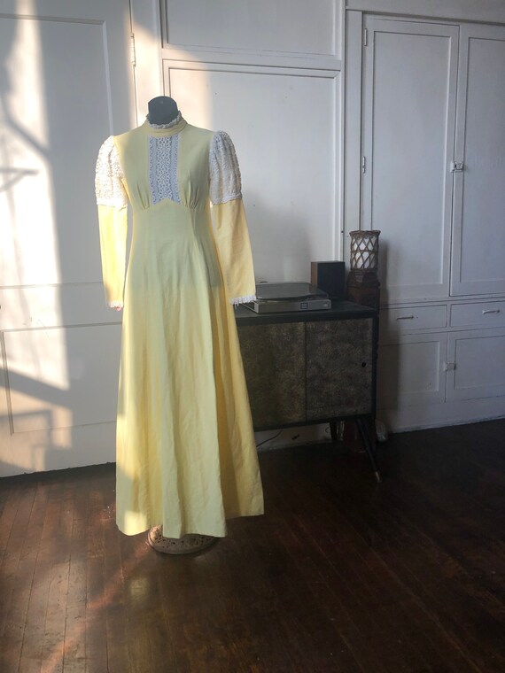 Yellow and Lace Long Prairie Dress