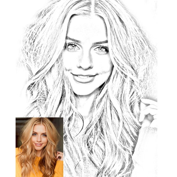 Personalized Sketch From Photo Digital Download Pencil Drawing From Picture Custom Drawing Customized Decor Pencil Sketch From Picture