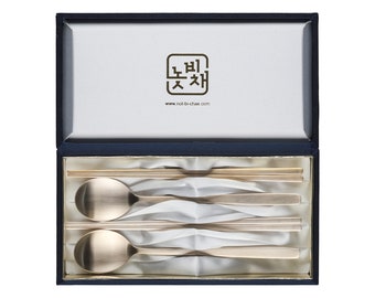 Korean Premium Bronzeware BANGJJA YUGI  Cutlery Spoon Chopsticks Set Handmade 한국 유기 숟가락 젓가락 세트