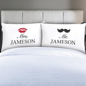 Personalized Couples Mrs. & Mr. Sleeping Pillowcases | Made in USA