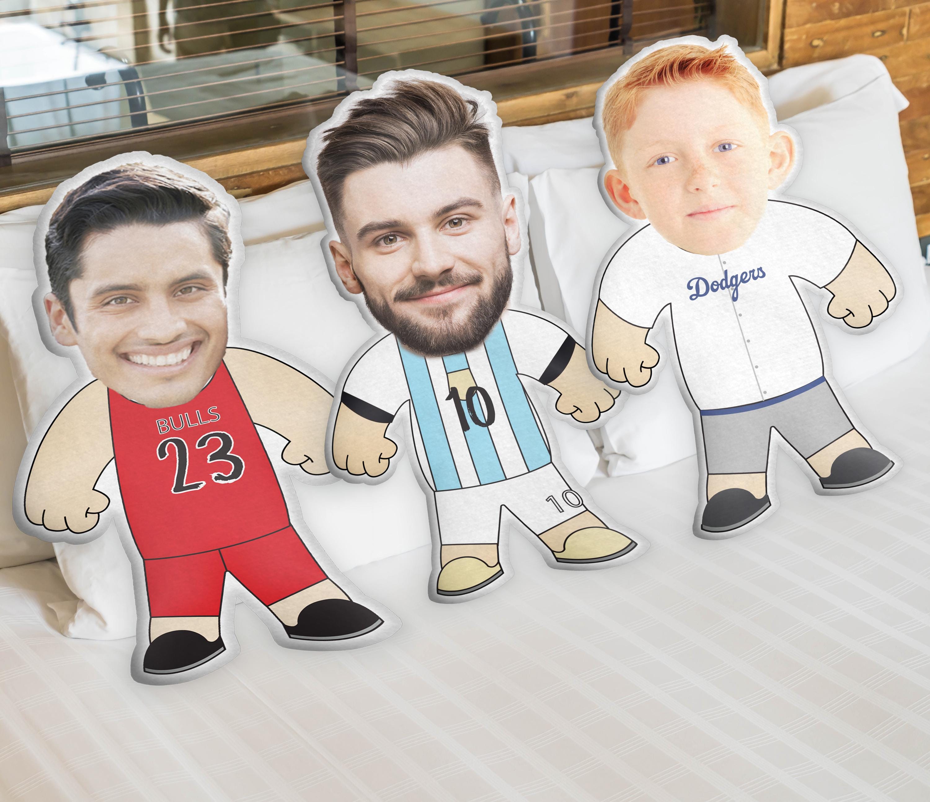 Angepasstes 3D-Gesichtskissen mit Sport-Jersey-Plüsch mit Trikotnummer - Perfekt für Fans, Geschenke & Dekor Lustiges Geschenk für Sportfans!