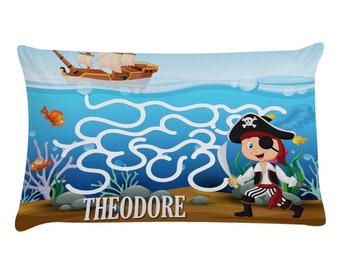 Sail into Dreamland with Our Personalized Pirate Maze Kids Sleeping Pillowcase!