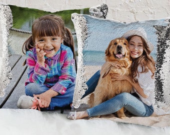 Personalized Sequin Decorative Pillowcase |  Personalized pet photo pillow | pet throw pillow | pet throw pillow | dog pillow | cat pillow