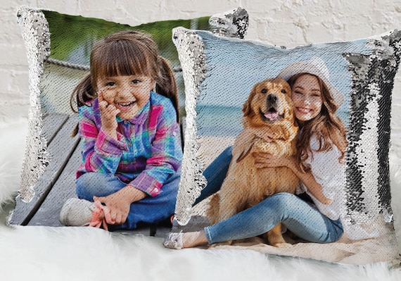 Personalized Sequin Decorative Pillowcase Personalized Pet Photo