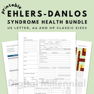 Printable Ehlers-Danlos Syndrome Bundle to Monitor your Pain, Symptoms, Lifestyle Factors, Flareups, Medication, Treatment Efficacy & More