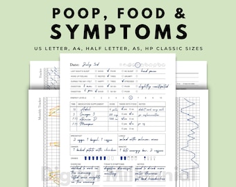Food and Symptoms Tracker: Digestion & Bowel Movement Journal (Digital File)