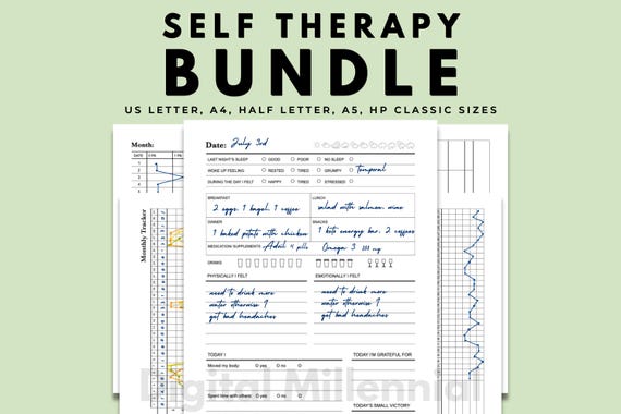 Self Therapy Journal Bundle: Health Trackers (Digital File)