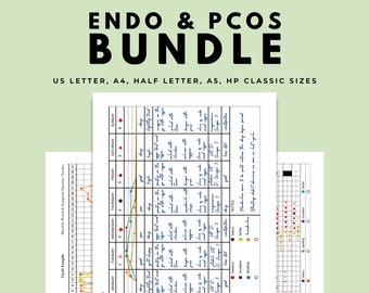 Printable Endometriosis, PCOS, Adenomyosis Menstrual Health Journal; Symptom, Pain, Lifestyle, Diet Trackers, Cycle Length Chart, and More