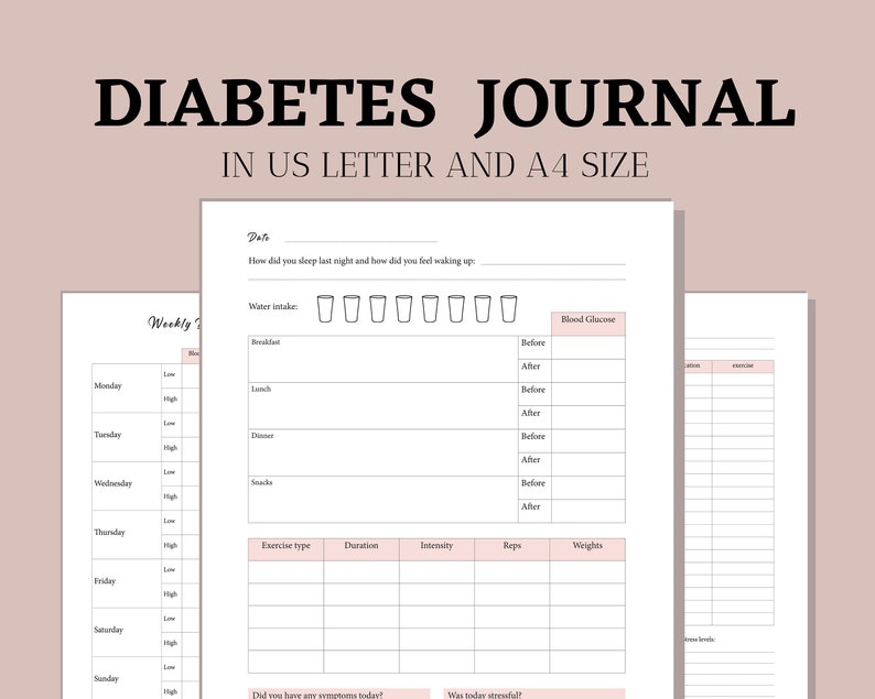 Printable Diabetes Journal and Tracker | Etsy