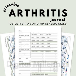 Printable Arthritis Health Journal: Pain & Symptom Tracker (Digital Download)