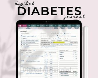 Digital Diabetes Journal for Type I and II; Track your Symptoms, Treatments, Glucose Levels, Vital Signs, Medication, Side Effects and More