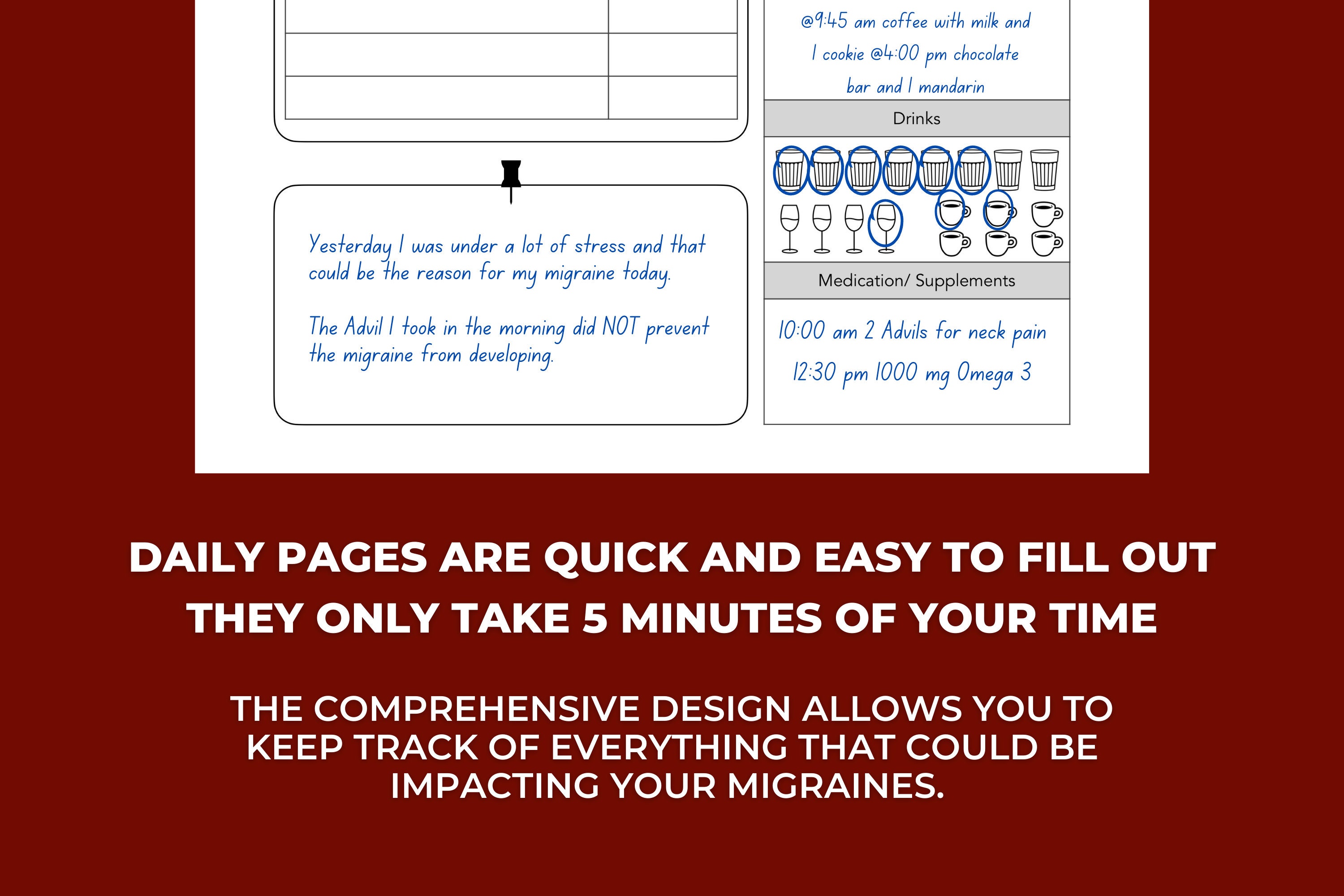 Printable Migraines Journal for Daily Use with Monthly and | Etsy