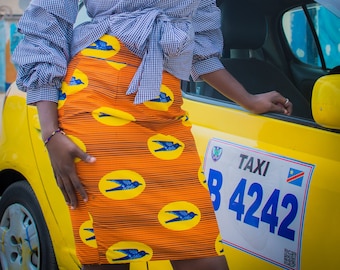 Falda Ndeke, Falda con estampado africano, Falda lápiz Ankara, Falda lápiz, Falda de mujer, Falda africana