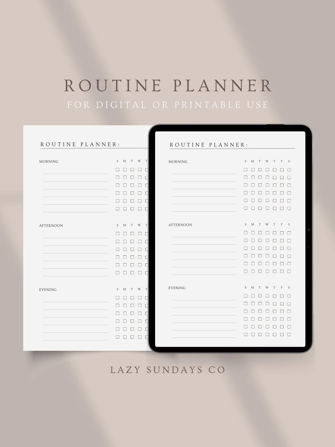Printable Routine Planners Simple Daily Routine Planner: Productivity Tracker, Printable PDF (digital ...