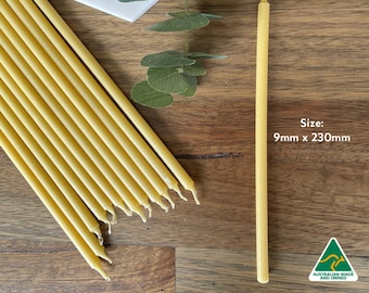 38 x AUSTRALIAN MADE 100% reine organische Bienenwachs Meditations- / Gebetskerzen | Aromatherapie Bienenwachskerzen 9mm x 230mm
