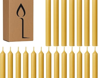 20pc Pure Beeswax Wish Candles, Mini Candles, Chime candles, Ritual Candles 1.20cm x 10cm - Australian Made