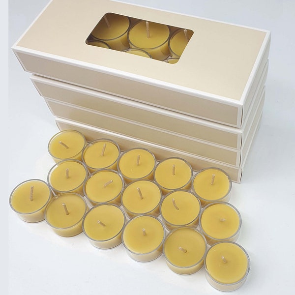 100 x Australian Made Pure Beeswax Tea lights 100% Pure Beeswax Tea-light Candles