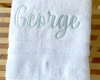 White Embroidered Bath Towel 69cm x 140cm