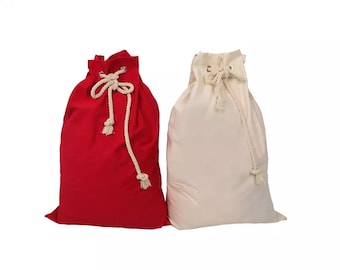 Plain Drawstring Santa Sack | 70cm x 50cm | Red & Beige Available